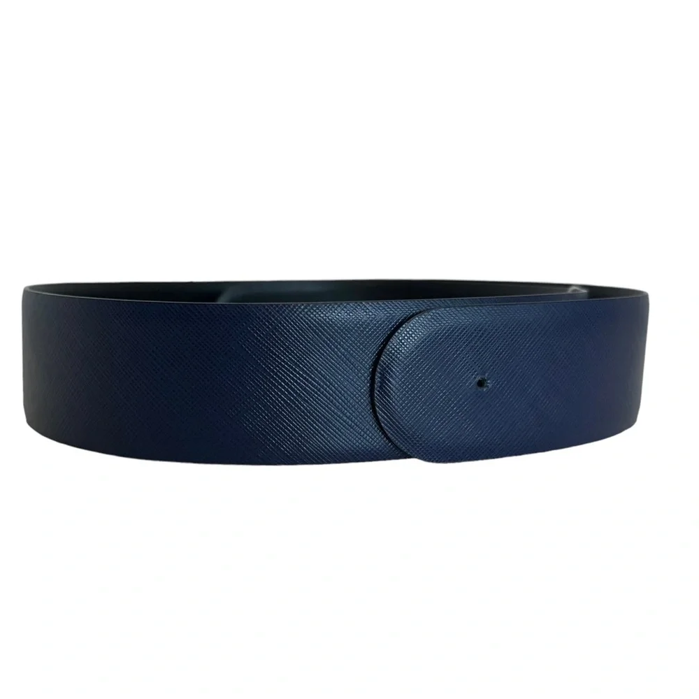 Salvatore Ferragamo Reversible Leather Belt Strap Oxford Blue and Black Size 32 - Picture 4 of 16